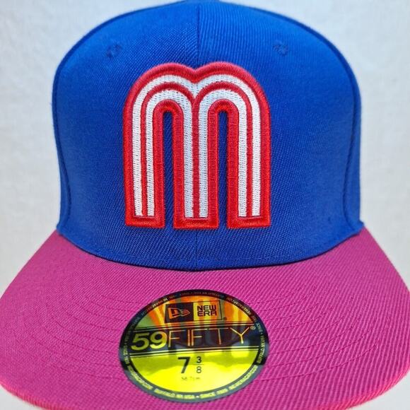 Mexico World Baseball Classic Blue/Pink New Era 59FIFTY Fitted Hat Sz 7 3/8 - Picture 2 of 8